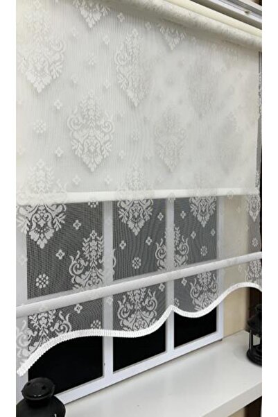 KORUTEKS Çift Mekanizmalı Ekru Tül Perde ve Ekru Stor Perde KT 121