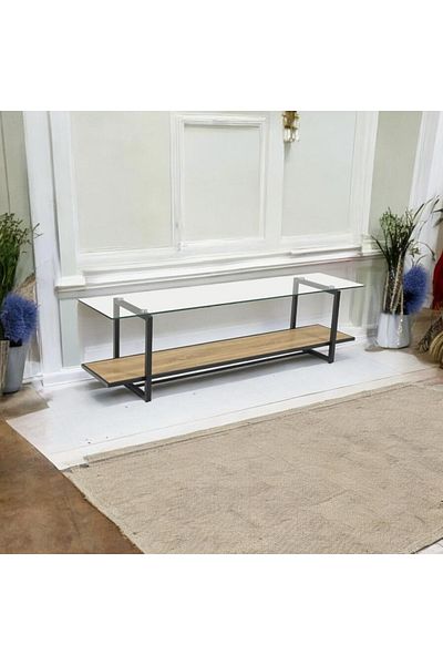 DEC4 Plasma table, wood with glass, 160 cm