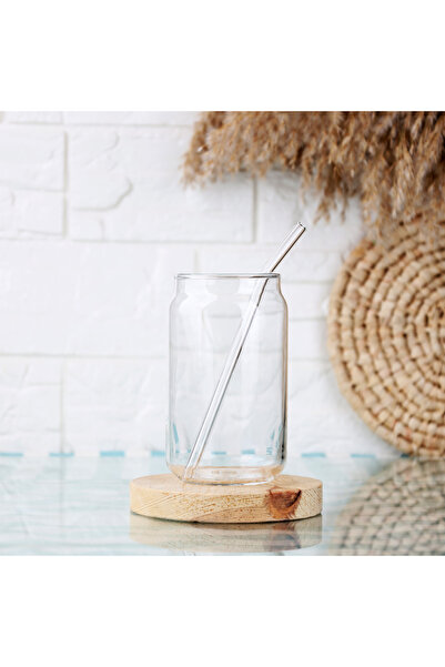 Delisoga Belina - Set of 2 Cold Coffee Beverage Soft Drink Glass Cup with Straw