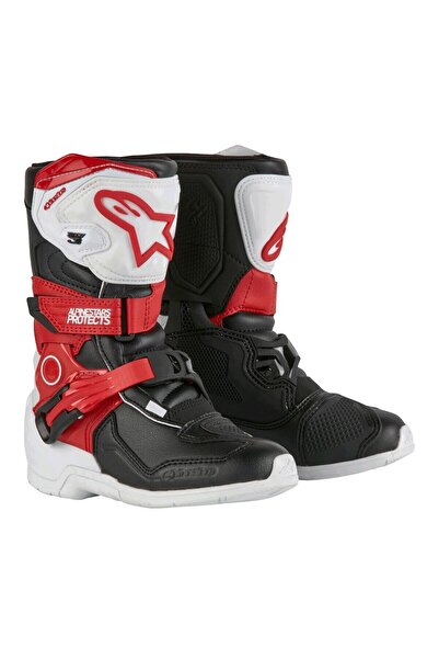 Alpinestars Tech 3s Kros Çocuk Motosiklet Botu Siyah Kırmızı Beyaz