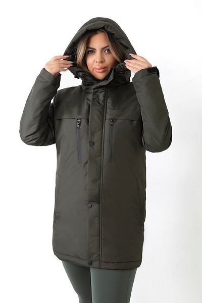 Royalside Palton de iarnă cu glugă și haină și parka pentru femei, kaki, cu fleece în interior