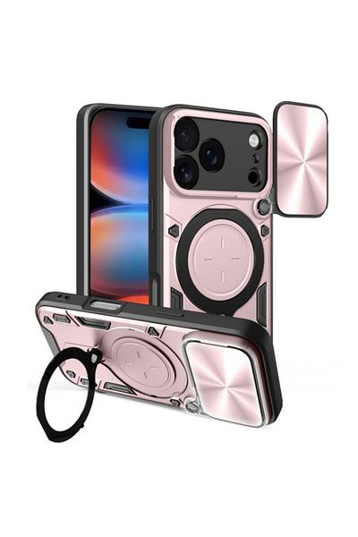 SKYDDAR INNOVATION Husă pentru iPhone 17 Pro Max, CamGuard Pro, inel magnetic, protecție cameră, set autocolante, auriu roz