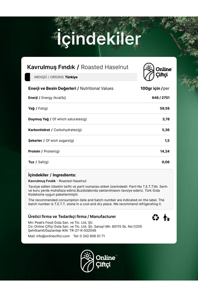 Karlıoğlu Kavrulmuş Fındık 1kg