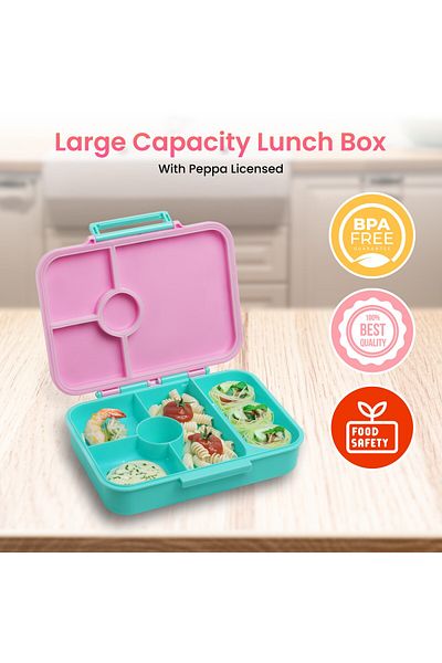 Bamboo Bark Peppa Pig Kids Lunch Box – Insulated Lunch Bag for Girls and Boys, Durable and Lightweight