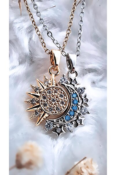 Serenity Ay Güneş Figürlü Çift Çelik Kolye