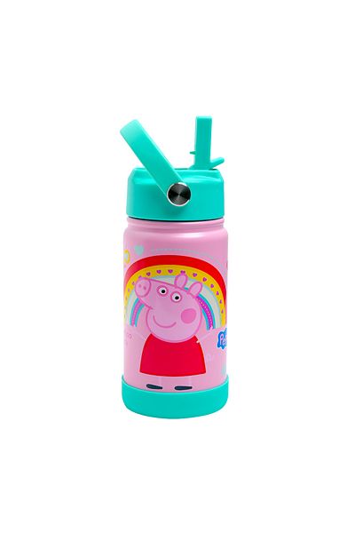 Bamboo Bark زجاجة مياه معزولة بغطاء ومقبض من Peppa Pig - ترمس مزدوج الجدار للماء الساخن والبارد