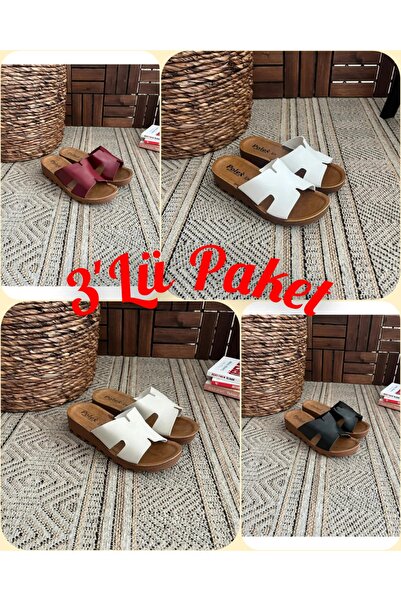 Behtah Kundura Γυναικείες παντόφλες 3 τεμαχίων άνετες με χοντρό τακούνι - Καλοκαιρινές καθημερινές παντόφλες για το σπίτι και έξω