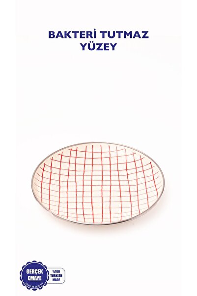 EMAYlab Cupid Checkered Enamel Plate Cake Presentation Plate 21cm