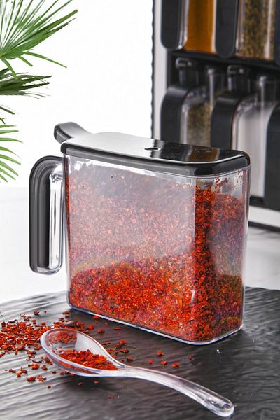 NESS HOME 12-Piece Self-Adhesive Spice Rack Set with Spoon - Labeled Handle and Lid