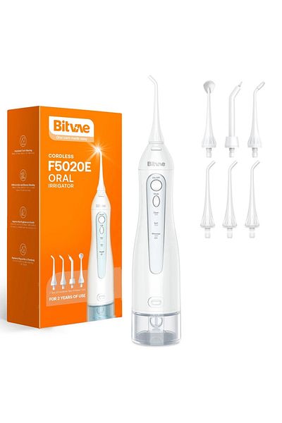 Bitvae Bv 5020e Electric Oral Irrigator, 7 Nozzles Included, 21-day Battery Life, Fast Charging, White