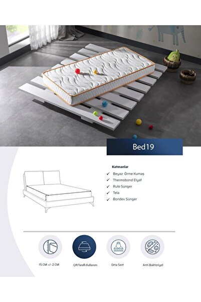 bedpark Beyaz Pamuklu Antibakteriyel Sünger Bebek Yatağı Bed 19