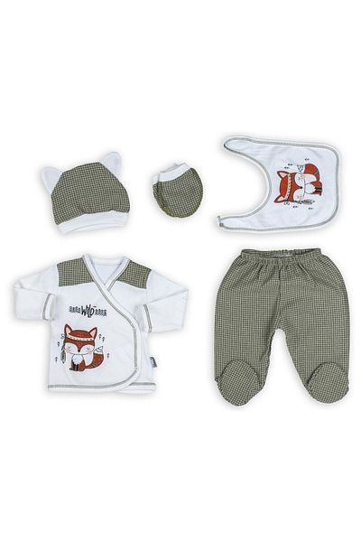 Puppis Baby طقم ملابس داخلية من القطن العضوي الممشط لحديثي الولادة مكون من 5 قطع