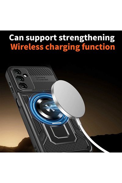 SKYDDAR INNOVATION Case for Samsung Galaxy S24 FE, RuggedCam, Shockproof magnetic ring, sticker set, Gray