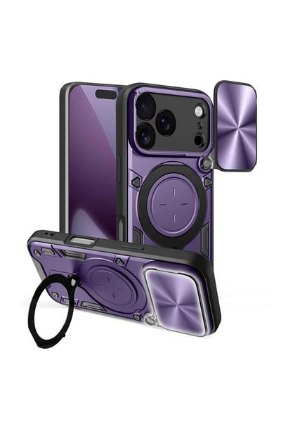 SKYDDAR INNOVATION Husă pentru iPhone 17 Pro, CamGuard Pro, inel magnetic, protecție cameră, set autocolante, violet