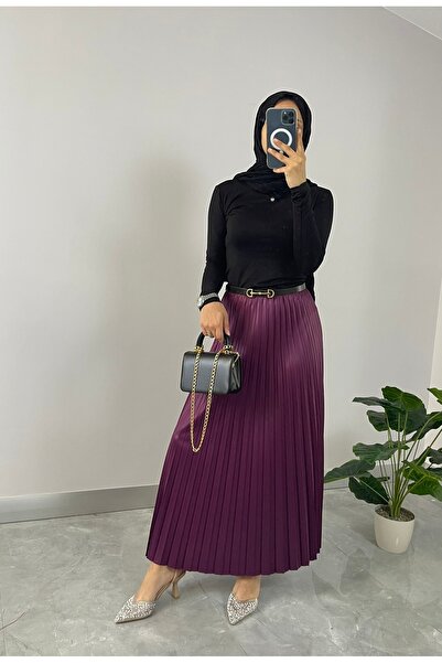 NİSUM MODA Fusta plisata cu aspect piele