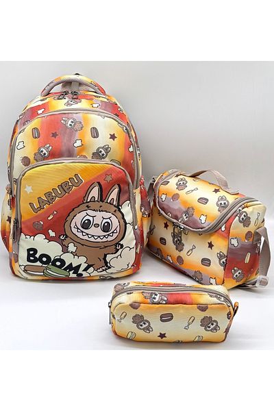 Harmela Labubu Patterned 3-Piece Set Boys' Primary School Bag Set Primary School Bag