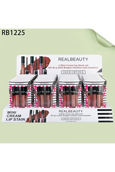 real beauty طقم مكياج شفايف كريمي فاخر من 4 مجموعات كل مجموعة 4 قطع من ريل بيوتي