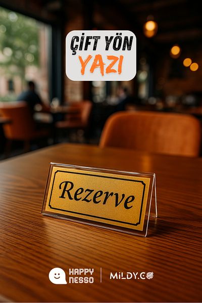 Happynesso Transparent Plexi Top Double Direction Gold Metal "Reserved" Lettering from Table Writing Series - 100 mm X 50 mm
