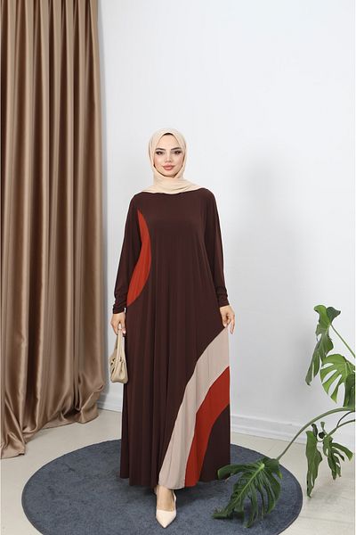 NİSUM MODA Rainbow Patterned Sandy Dress