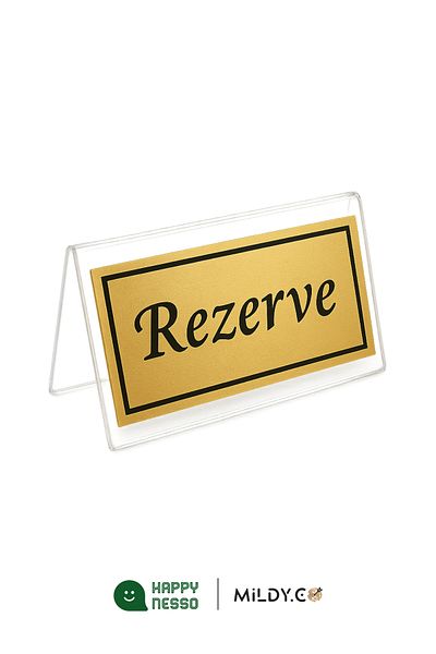 Happynesso Transparent Plexi Top Double Direction Gold Metal "Reserved" Lettering from Table Writing Series - 100 mm X 50 mm