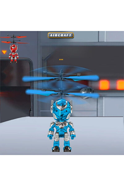 Buldug Usb Şarjlı Sensörlü Uçan Robot Oyuncak – Işıklı, Kumandalı, Dayanıklı Gövde-mavi Renk