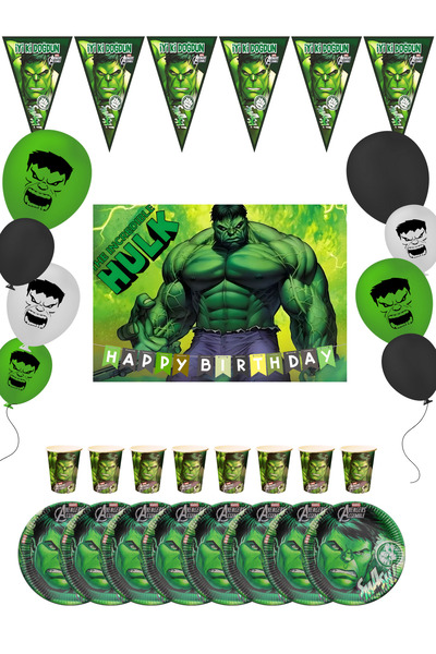 Hulk Set de 32 de piese pentru petrecerea de aniversare cu steaguri și bannere