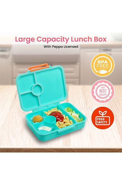 Bamboo Bark George Pig Kids Lunch Box – Insulated Lunch Bag for Boys, Durable and Lightweight, Cute Dinosaur