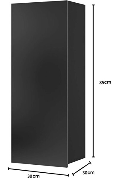 Egecan Mobilya Duvara Monte Tek Kapaklı 3 Raflı Banyo & Kiler Dolabı – Siyah/suntalam, 85×30×30 cm