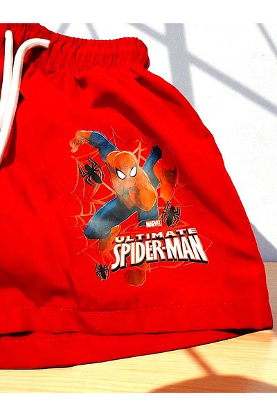 MİLAYS LİFE HOME COLLECTİON Mi̇lays Ki̇ds Spiderman Boy Lace-Up Network Mesh Sea Shorts