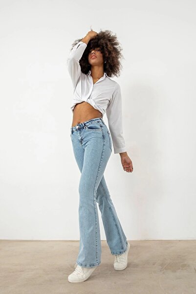 JILLY Blugi casual Lucie Blue cu talie înaltă din Lycra - Deldnm