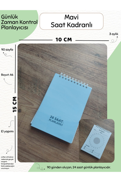 Else Craft Günlük Zaman Kontrol Planlayıcısı A6 - Mavi - Kadran Saatli - No:4