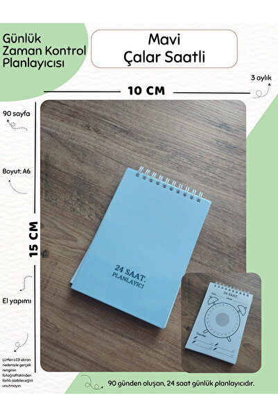 Else Craft Günlük Zaman Kontrol Planlayıcısı A6 - Mavi - Çalar Saatli - No:4