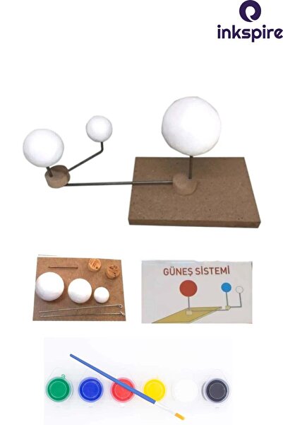 inkspire Güneş Dünya Ay Modeli Maketi Guaj Boyalı Set 1 Paket Güneş Dünya Ay Sistemi Modeli Boyama Deney Seti