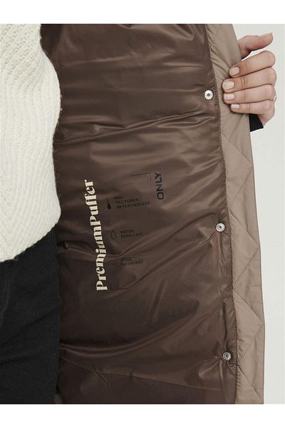 ONLY Ann Premium Puffer X-long Otw Women's Brown Hooded Coat