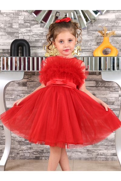 TREEMASS Girl's dress, Satin and Pearl Dream Tulle