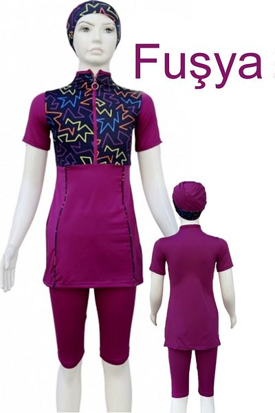 bigiyin Half Sleeve Children's Swimsuit Zipper Children's Swimsuit Short Sleeve Swimsuit Girls' Swimsuit
