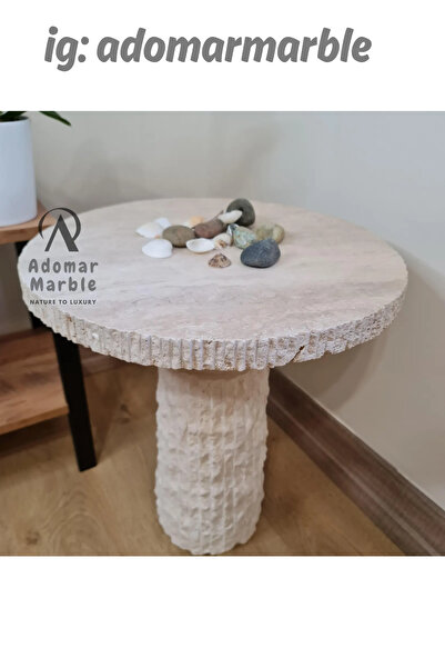 adomarmarblehandmadeandluxury TRAVERTEN MERMER YAN SEHPA, ZİGON Sehpa, Özel Ö...