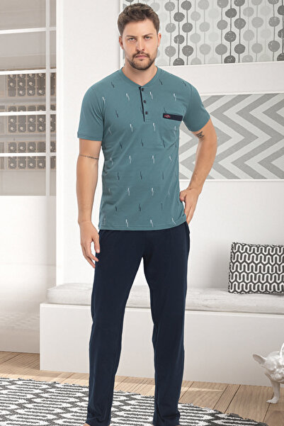 Alcteks Doğal & Serin: Kısa Kollu Erkek Pijama – %100 Pamuklu, Mevsimlik Takım