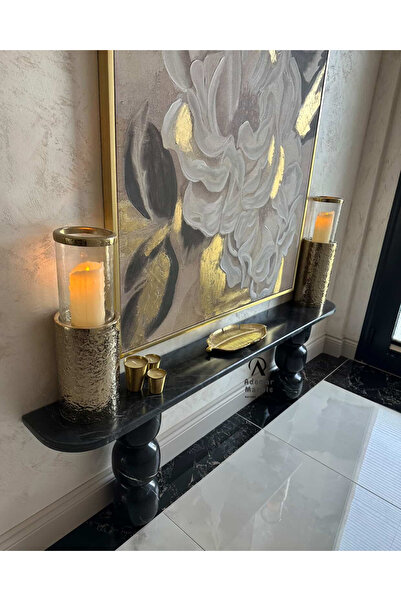 adomarmarblehandmadeandluxury Siyah Mermer Dresuar, Özel Ölçü, %100 Doğal Taş, Konsol Masası, Toros Siyah Dresuar