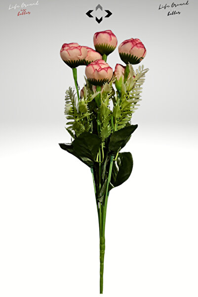 LİGROUND 1 ADET 5 Dallı Yapay Ranunculus/Düğün Çiçeği Doğal Görünümlü Yapay Çiçek Gelin Çiçeği 35 CM
