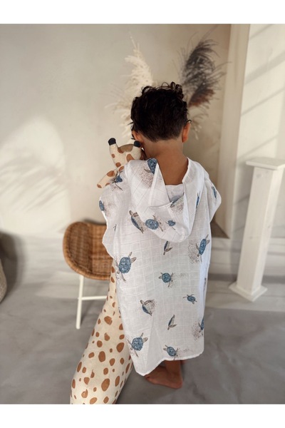 Elias Baby Müslin Panço Organik %100 Pamuklu Havuz/Deniz Panço 1-3 /3-6 Yaş