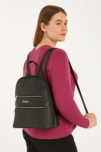 MOLDİVA Hem Backpack Hem Shoulder Bag Women's Black Backpack Daily Use