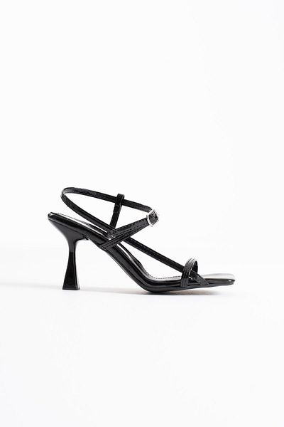 Zerenyus Rossie Premium Women's Black Patent Leather Heeled Sandals