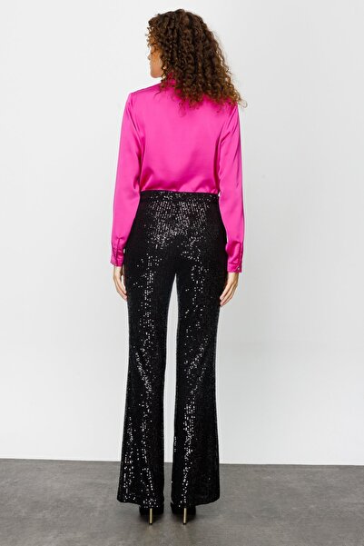 Ekol Kadın Pul İşlemeli Abiye Pantolon 4091 Siyah