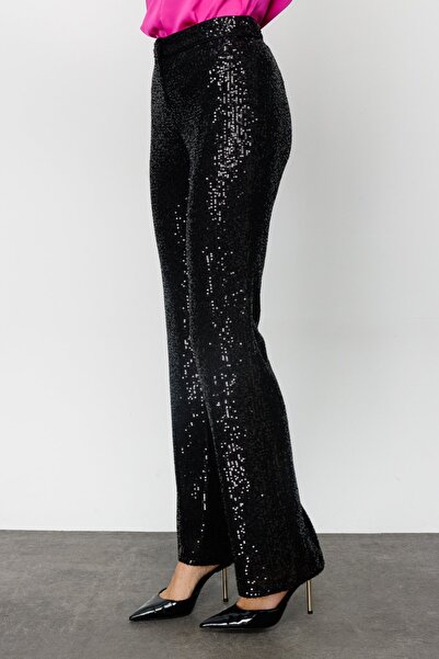 Ekol Kadın Pul İşlemeli Abiye Pantolon 4091 Siyah