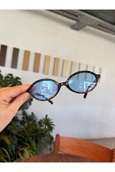 funeyes Miux Blue Glass Leopard Frame Sunglasses Trendy Color Model with Metal Accessories