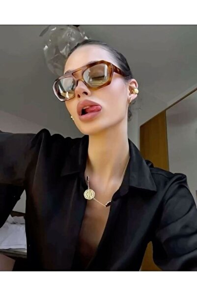 MONAL Brooklyn Leopard Sunglasses Green Gradient Glass Geometric Frame 55 Eka...