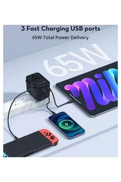 RavPower 3-port Pioneer Travel Charger Global Version Pd 65w Black
