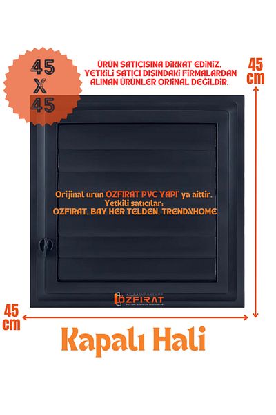 Process Özfırat Pvc Structure / Grille 45X45 cm Bathroom / Wc Ventilation Grille / Plastic Anthracite Color