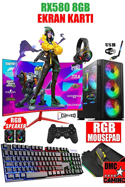 Dmc N34 (PUBG,GTA 5) I7-2600,16GB RAM,500GB HDD-256GB SSD,8GB RX580,24"oyuncu Masaüstü Bilgisayar